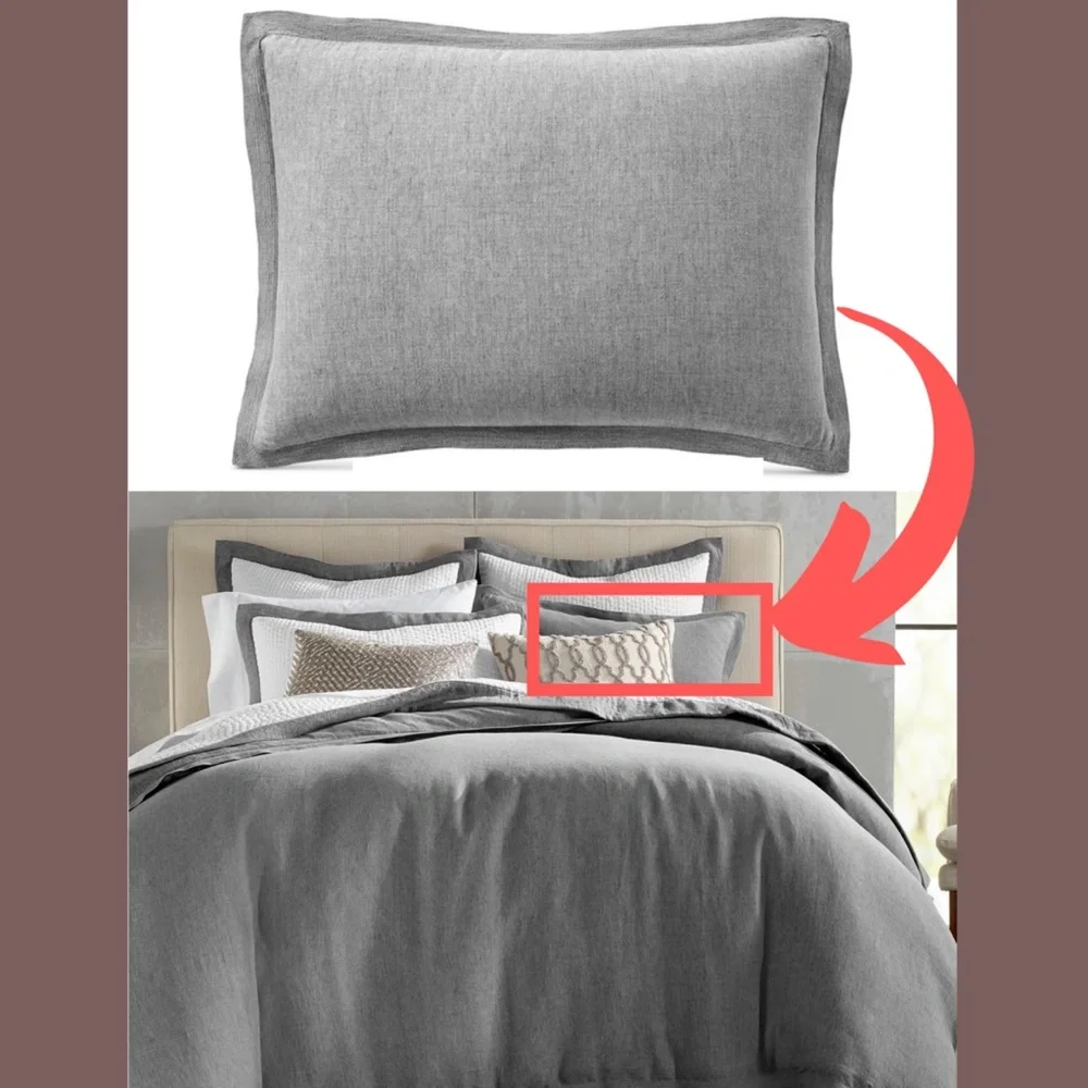 NIB [ 1 King ] Pillow‎ Sham for Hotel Collection Linen in Grey